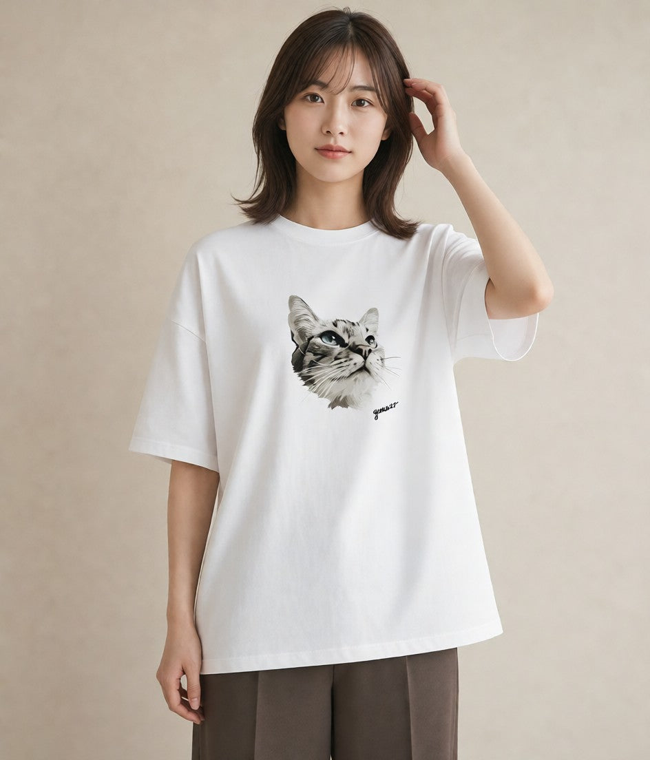 グラフィックTシャツ レディース ラグドール 猫 ねこ イラスト モード 部屋着 女性向けギフト 白T YMAZO