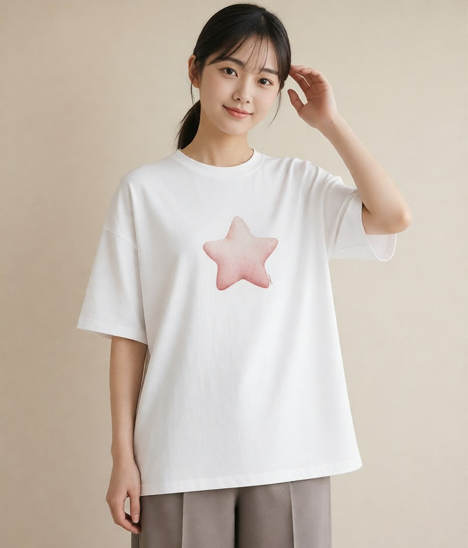 デザインTシャツ レディース 天の川 星空 宇宙 イラスト 手描き風 女性 旅行用 白T YMAZO