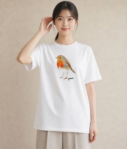 グラフィックTシャツ レディース ことり ペット 動物 イラスト カジュアル お出かけ 普段着 白T YMAZO