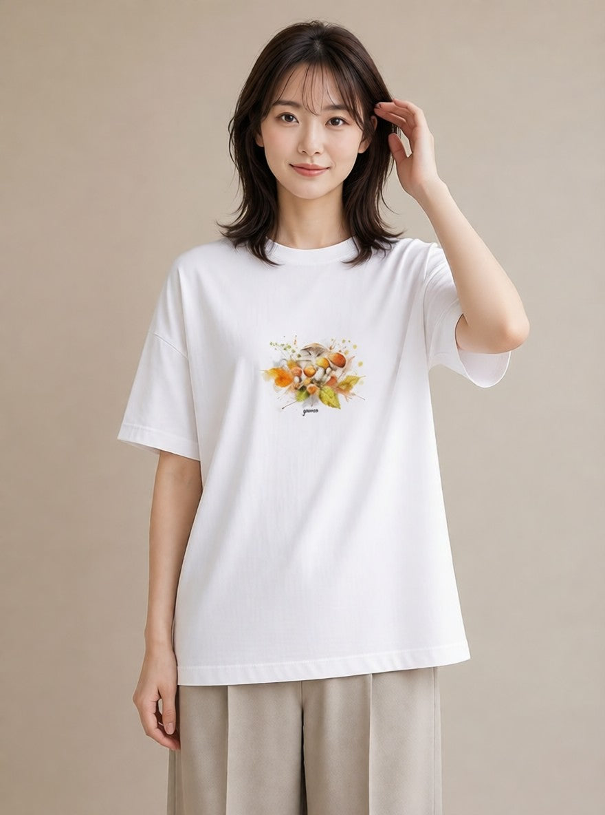 デザインTシャツ レディース 実り 植物 ボタニカル イラスト モード おしゃれギフト 社会人 白T YMAZO