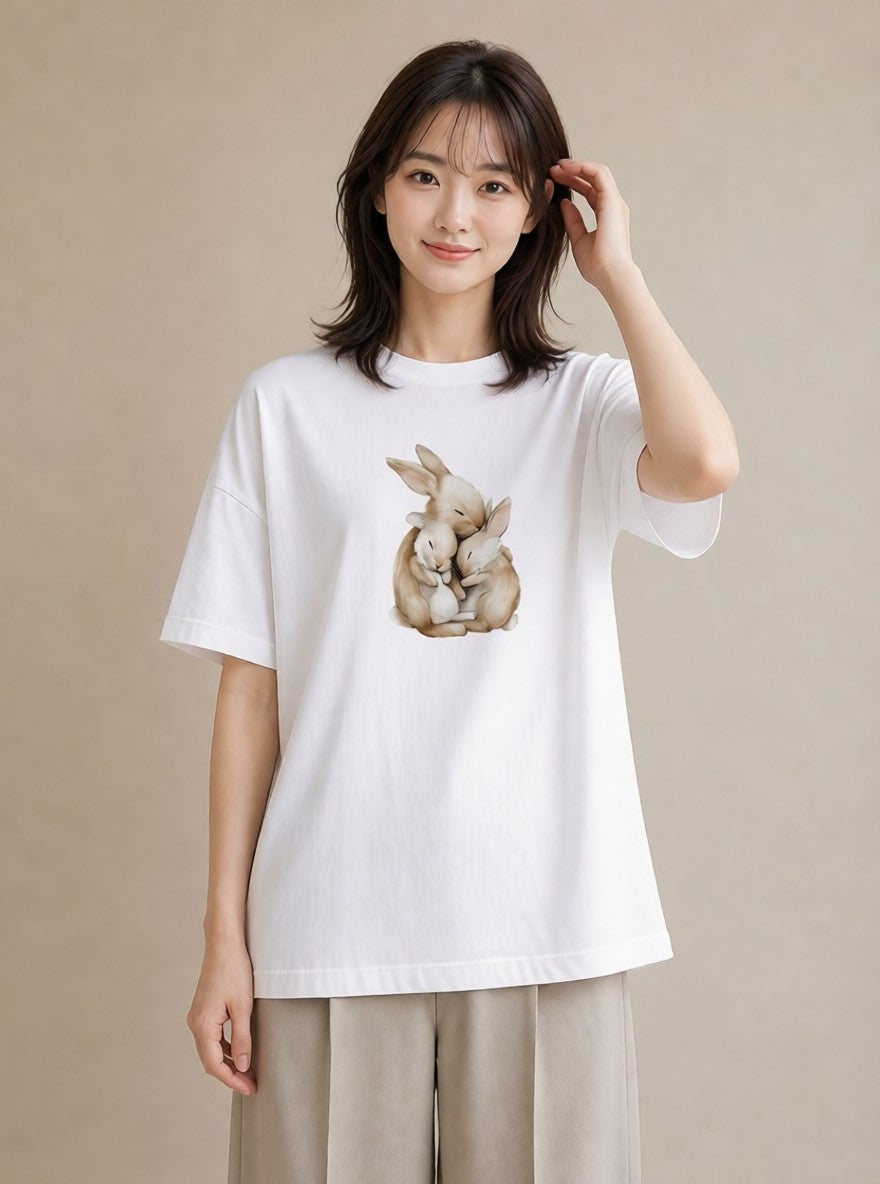 プリントTシャツ レディース ホーランドロップ ペット 動物 イラスト カジュアル 送別ギフト 通勤 白T YMAZO