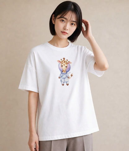 半袖Tシャツ レディース ロケット 星空 宇宙 イラスト 普段使い カジュアルコーデ 買い物 白T YMAZO