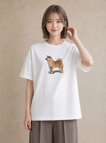 グラフィックTシャツ レディース 柴犬 しばいぬ 犬 いぬ イラスト 休日コーデ ギフト 母の日 白T YMAZO