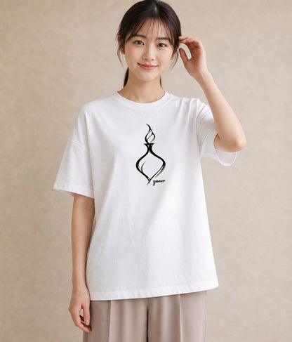 デザインTシャツ レディース 香水 香水瓶 パフューム イラスト カフェコーデ 海 カフェ巡り 白T YMAZO