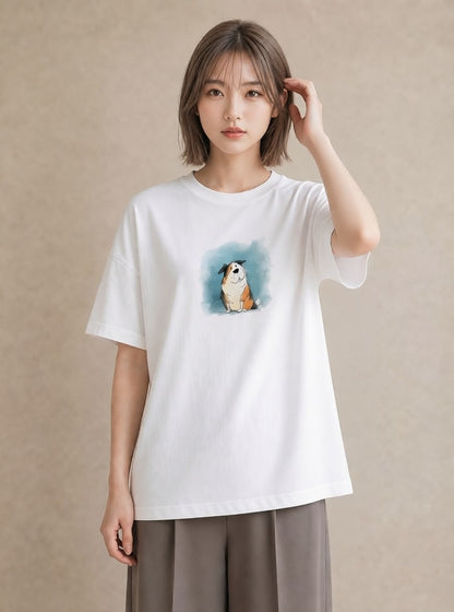 プリントTシャツ レディース 犬好き 犬 いぬ イラスト 可愛い デイリーウェア 休日 白T YMAZO