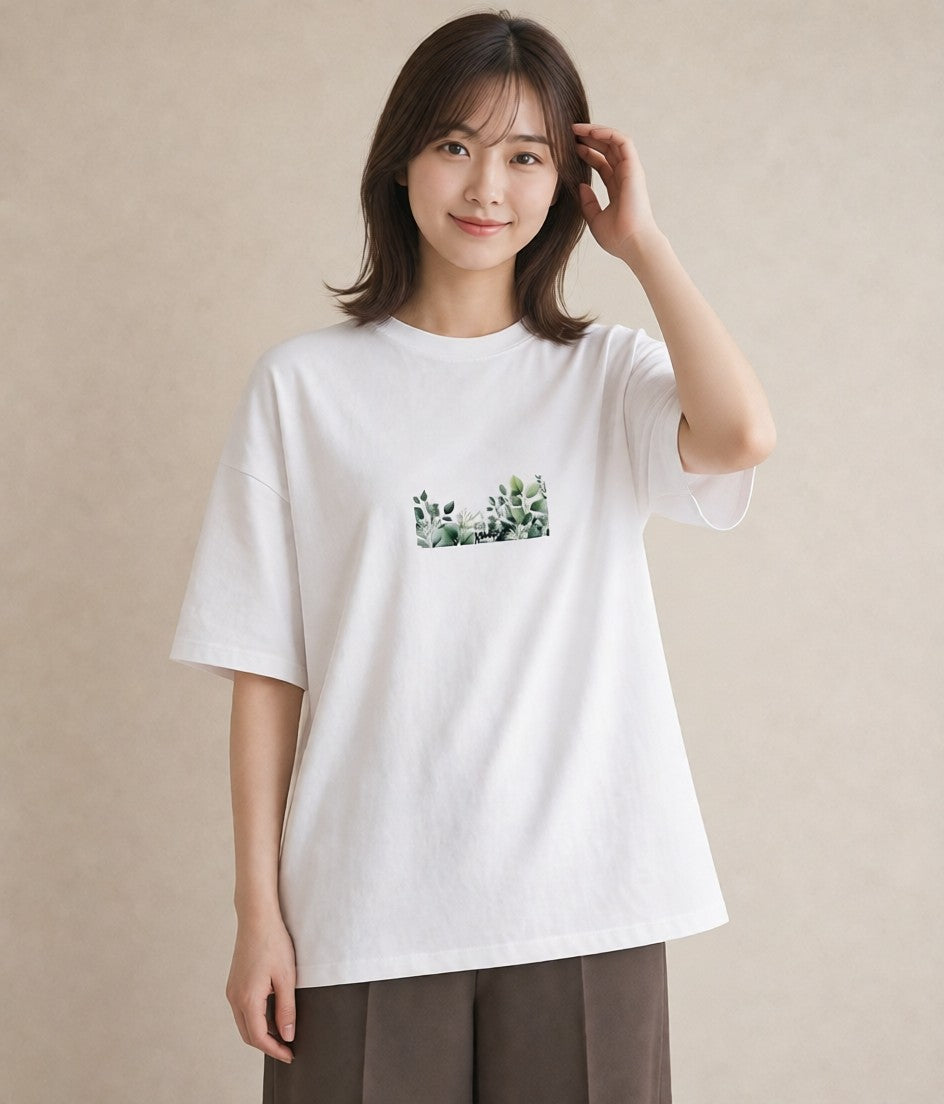 プリントTシャツ レディース ボタニカル 植物 イラスト きれいめ 親子 20代 白T YMAZO