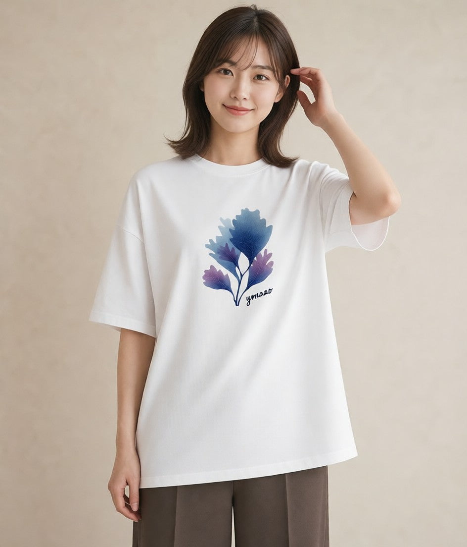 デザインTシャツ レディース サンゴ 海の生き物 海 イラスト 休日コーデ ミセス 春コーデ 白T YMAZO