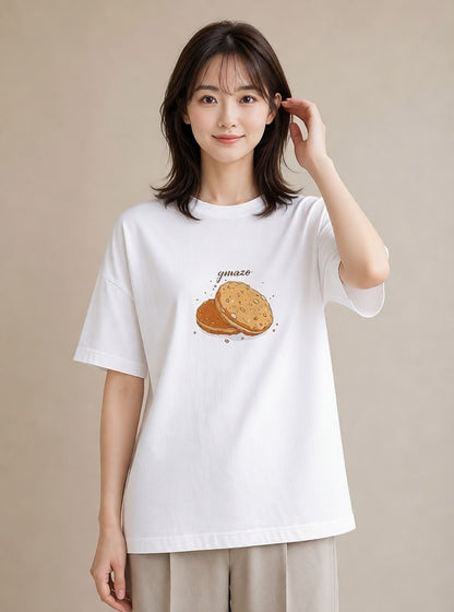 半袖Tシャツ レディース パン 食べ物 フード イラスト ポップ 敬老の日 ホワイトデー 白T YMAZO