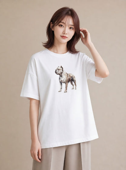 グラフィックTシャツ レディース 老犬 犬 いぬ イラスト フェミニン 送別ギフト 通勤 白T YMAZO