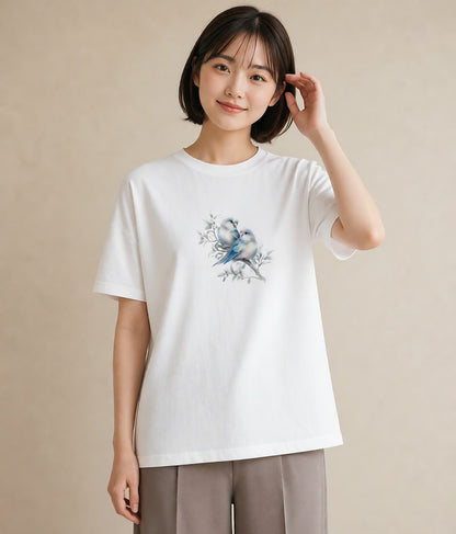 グラフィックTシャツ レディース インコ ペット 動物 イラスト ラフ 通勤 在宅 白T YMAZO