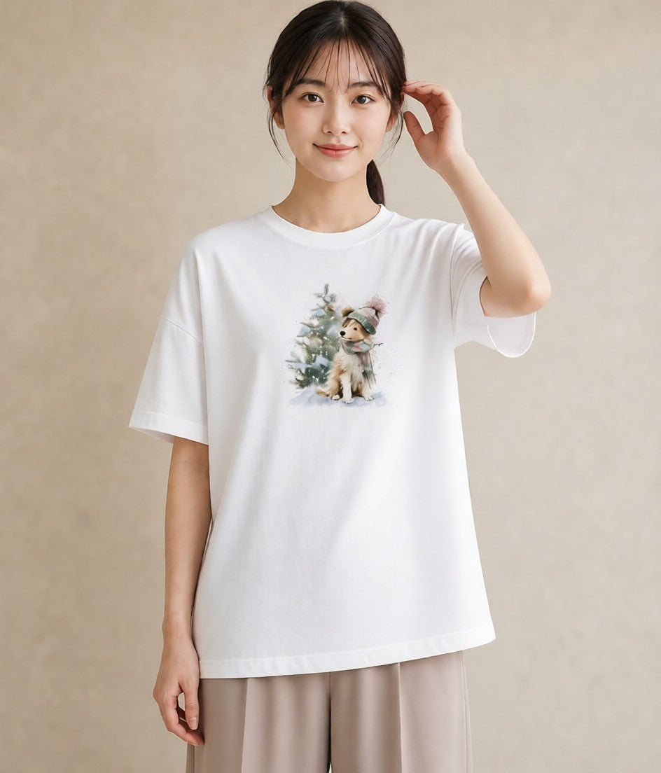 グラフィックTシャツ レディース シェットランドシープドッグ 犬 いぬ イラスト モード おしゃれギフト 社会人 白T YMAZO
