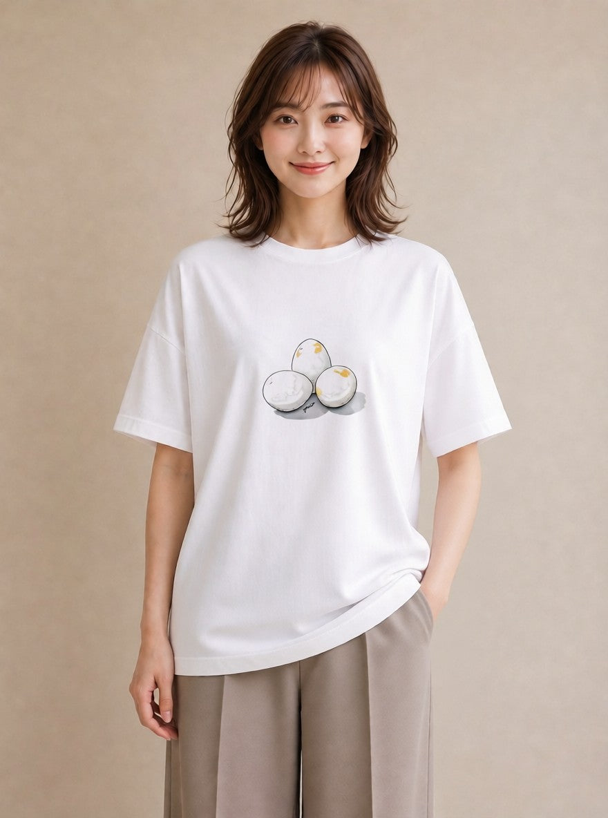 デザインTシャツ レディース 目玉焼き 食べ物 フード イラスト カジュアル 部屋着 女性向けギフト 白T YMAZO