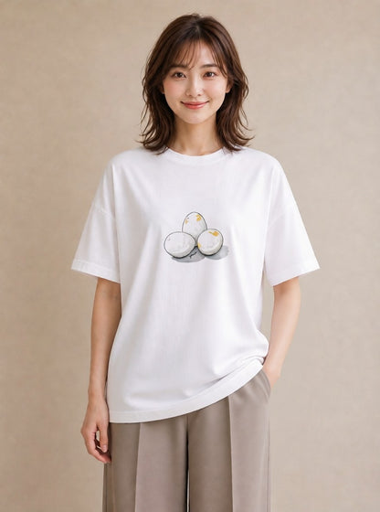 デザインTシャツ レディース 目玉焼き 食べ物 フード イラスト カジュアル 部屋着 女性向けギフト 白T YMAZO