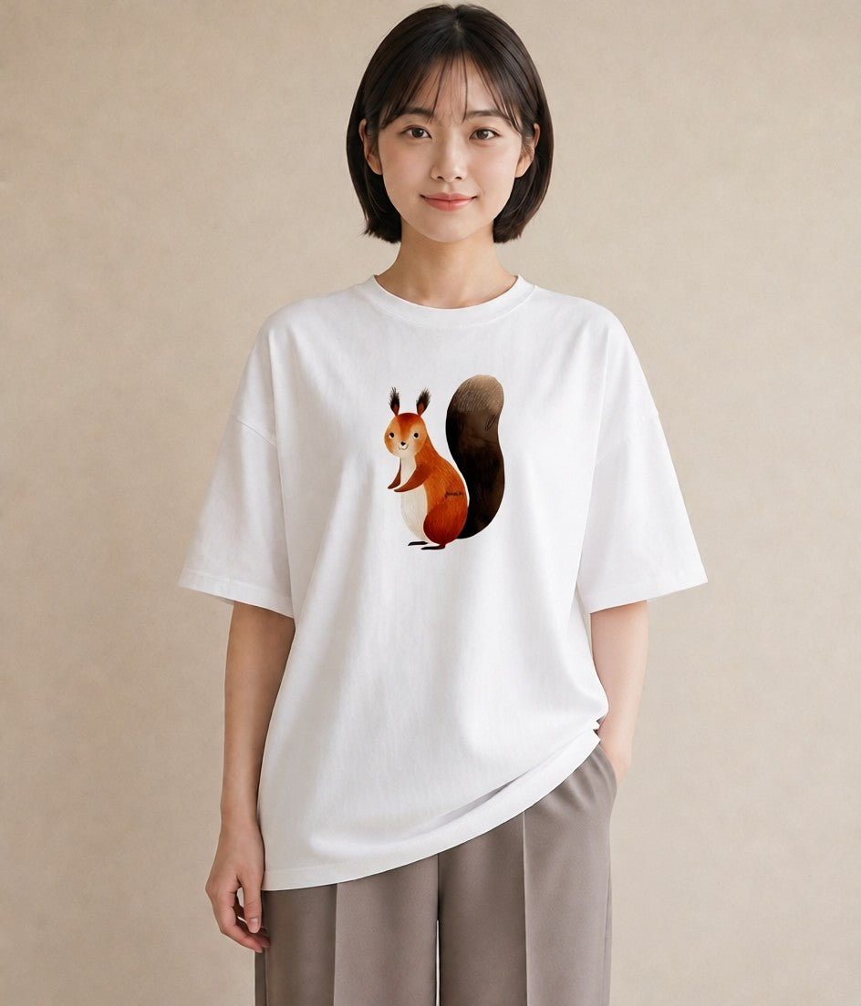 半袖Tシャツ レディース シマリス ペット 動物 イラスト 水彩風 ホワイトデー 春服 白T YMAZO