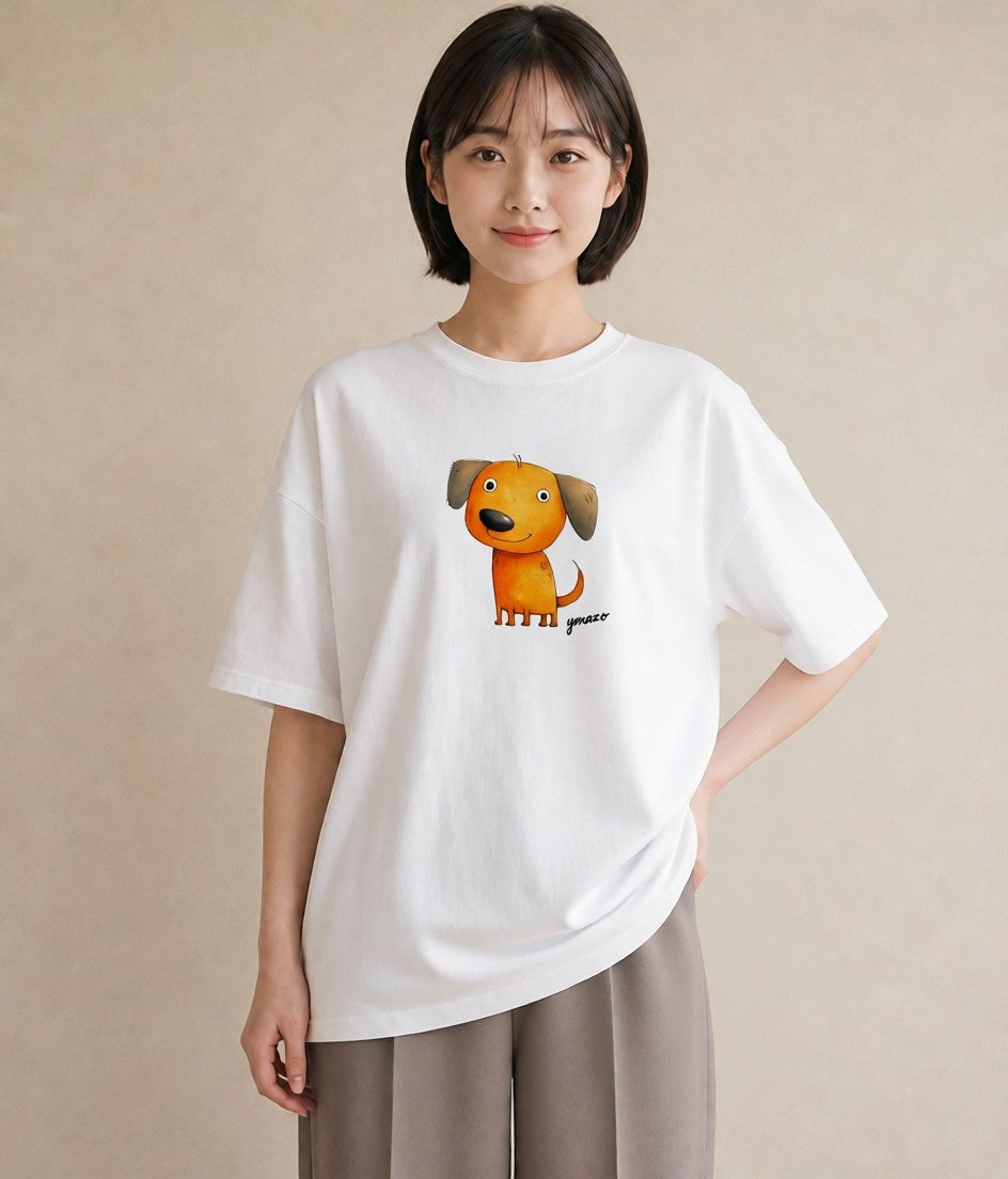 グラフィックTシャツ レディース 犬好き 犬 いぬ イラスト 秋コーデ おしゃれギフト 白T YMAZO