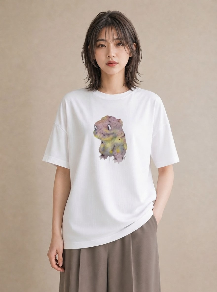 Tシャツ レディース ウーパールーパー ペット 動物 イラスト きれいめカジュアル カフェ服 クリスマス 白T YMAZO