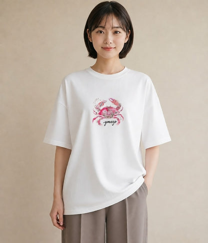 プリントTシャツ レディース エビ 海の生き物 海 イラスト 旅行コーデ 母の日 ビーチ 白T YMAZO