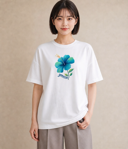 半袖Tシャツ レディース あさがお 朝顔 花 花柄 イラスト シンプル 夏コーデ 通学 白T