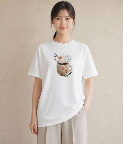 グラフィックTシャツ レディース ココア 食べ物 フード イラスト ボタニカル お出かけ 普段着 白T YMAZO