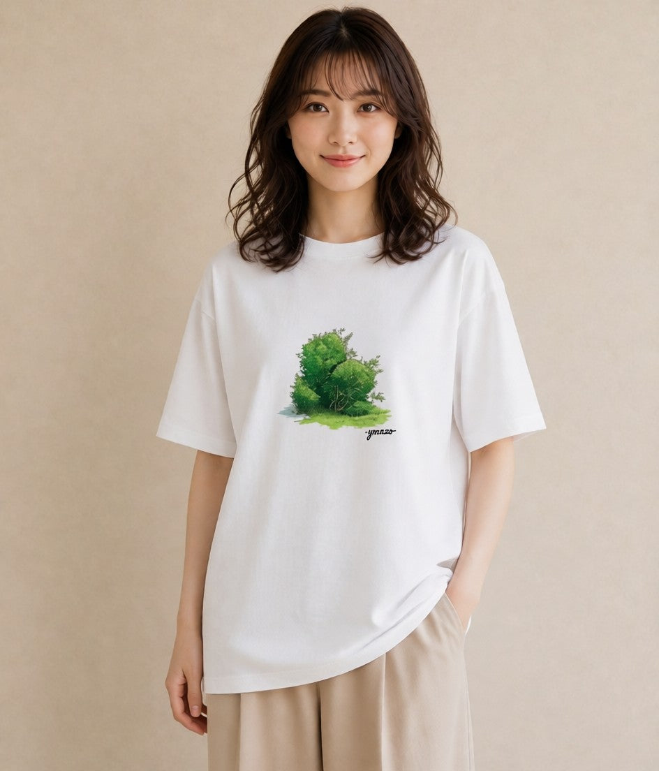 デザインTシャツ レディース 芝生 植物 ボタニカル イラスト 北欧風 部屋着 女性向けギフト 白T YMAZO