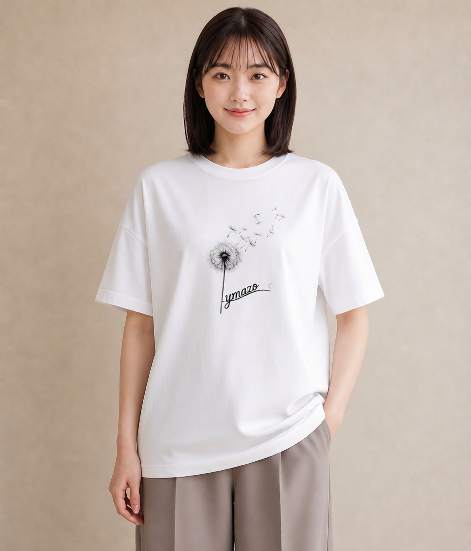 デザインTシャツ レディース たんぽぽ 花 花柄 イラスト シック 敬老の日 ホワイトデー 白T YMAZO