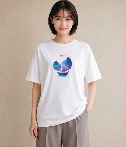 Tシャツ レディース 傘 水たまり 雨 ナチュラル アンティーク イラスト カフェコーデ 姉妹 送別ギフト 白T YMAZO