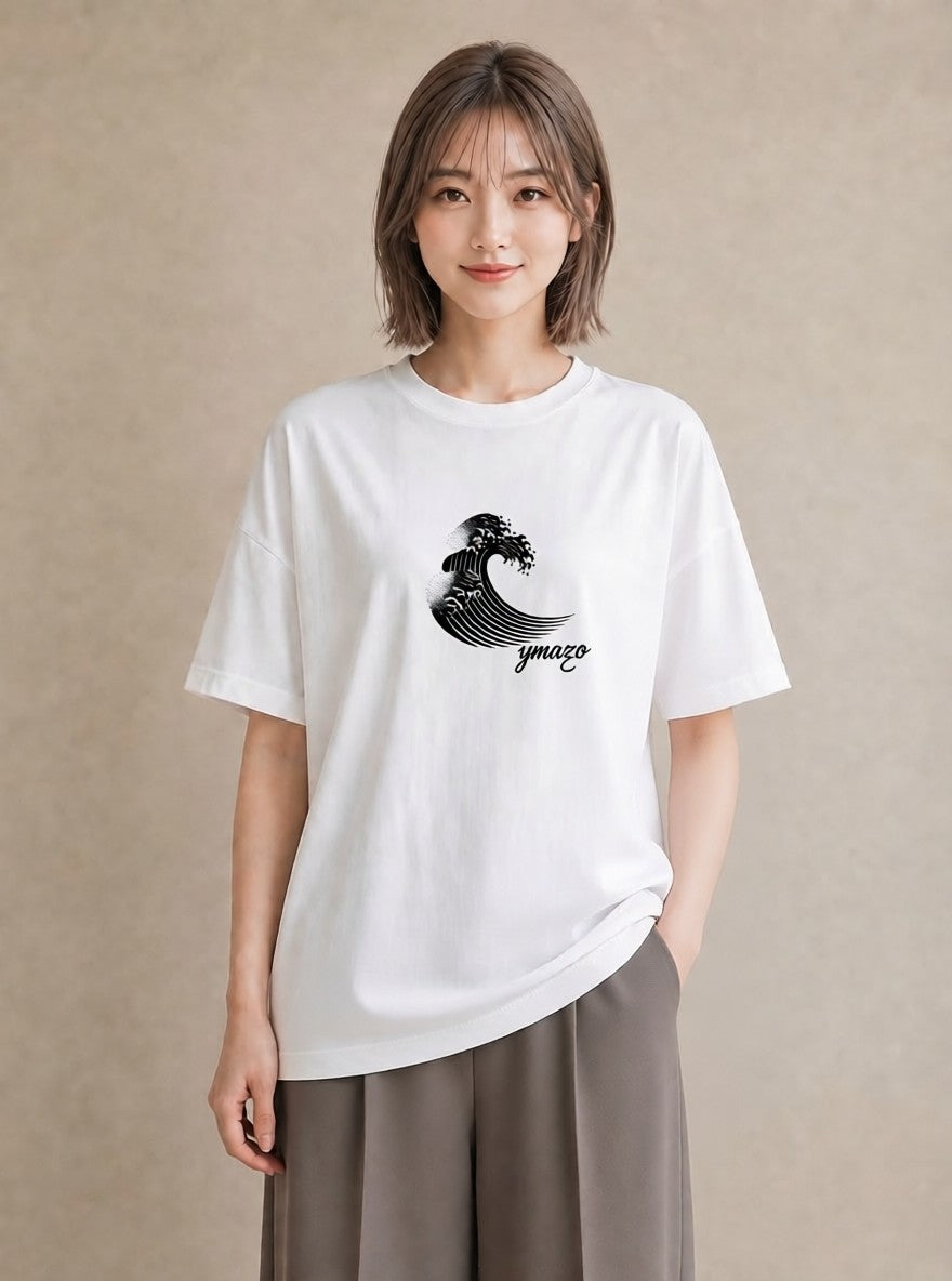 グラフィックTシャツ レディース 紙の船 水辺 ナチュラル アンティーク イラスト 散歩 お出かけ 白T YMAZO