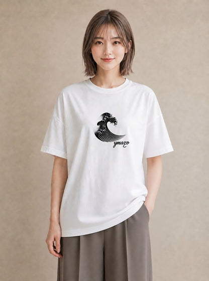 グラフィックTシャツ レディース 紙の船 水辺 ナチュラル アンティーク イラスト 散歩 お出かけ 白T YMAZO