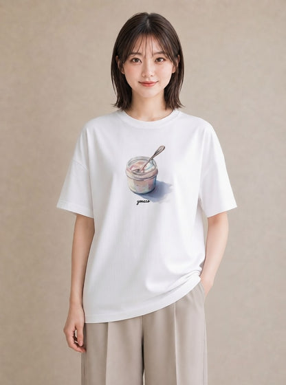 半袖Tシャツ レディース 抹茶 食べ物 フード イラスト 休日コーデ お出かけ 普段着 白T YMAZO