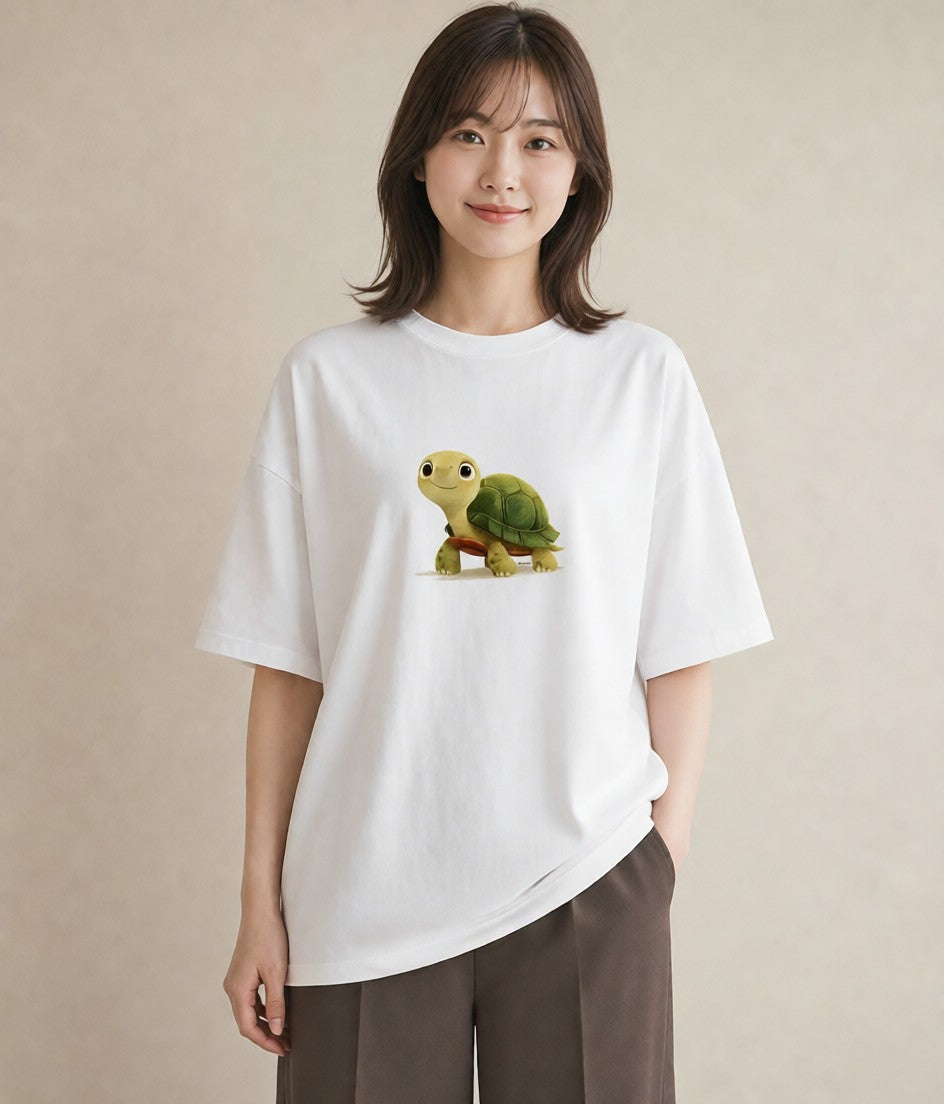 Tシャツ レディース カメ ペット 動物 イラスト 線画 クリスマス 旅行 白T YMAZO