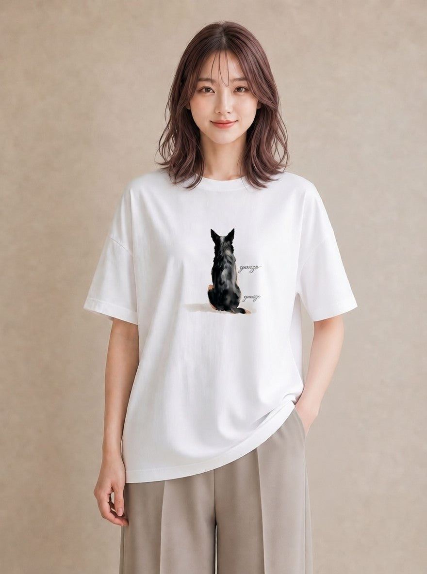 Tシャツ レディース しっぽ 猫 ねこ イラスト ポップ 通学 誕生日プレゼント 白T YMAZO