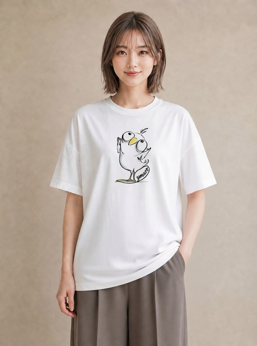 グラフィックTシャツ レディース ことり ペット 動物 イラスト 水彩風 レイヤード 友達ギフト 白T YMAZO
