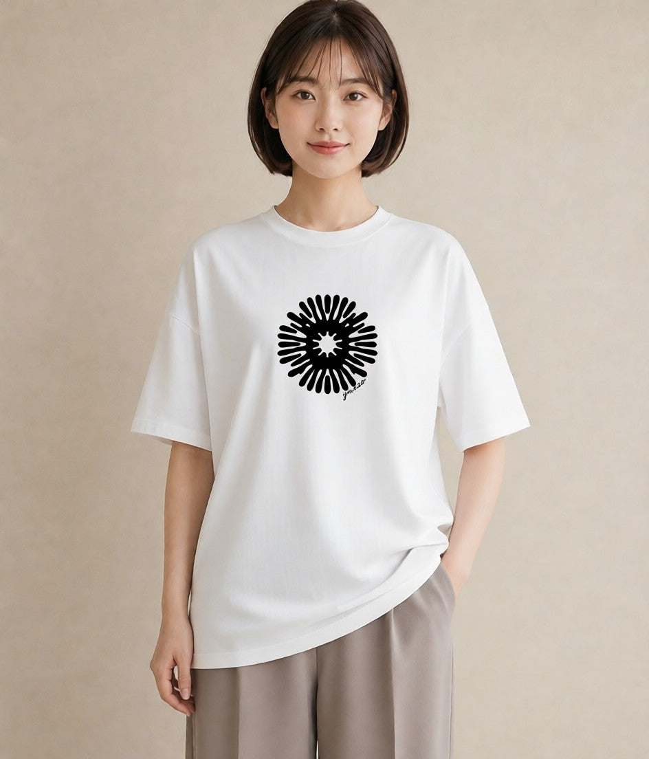 デザインTシャツ レディース 扇子 そよ風 ナチュラル アンティーク イラスト ラフ お揃い 親子 白T YMAZO