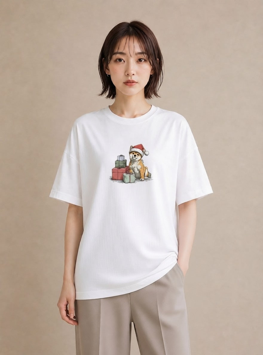 デザインTシャツ レディース 柴犬 しばいぬ 犬 いぬ イラスト レトロ 母の日 ビーチ 白T YMAZO