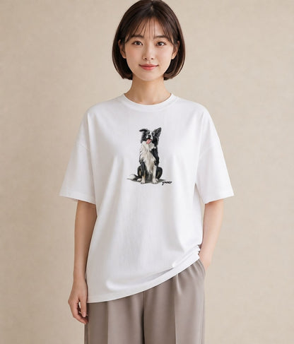 半袖Tシャツ レディース ミックス犬 犬 いぬ イラスト ナチュラル 海 カフェ巡り 白T YMAZO