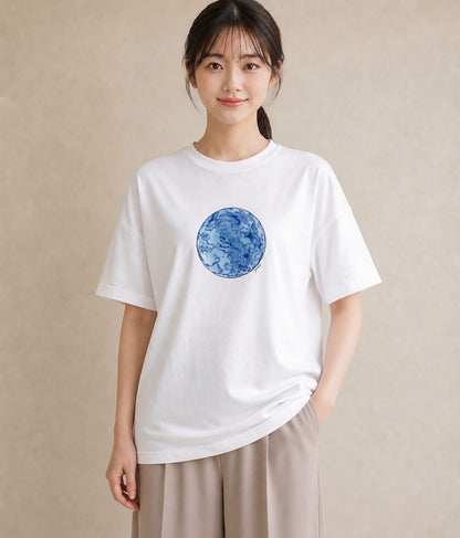 デザインTシャツ レディース オーロラ 星空 宇宙 イラスト 韓国風 ルームウェア ギフト 白T YMAZO