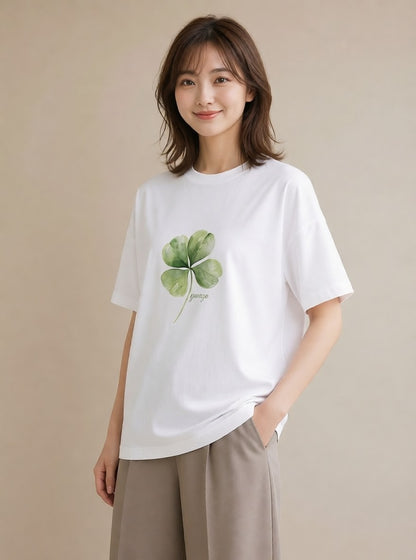 デザインTシャツ レディース 扇子 そよ風 ナチュラル アンティーク イラスト 手描き風 女性向けギフト 散歩 白T YMAZO