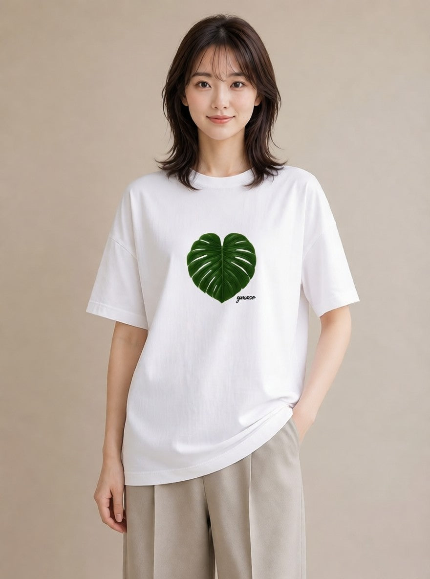 グラフィックTシャツ レディース モンステラ 植物 ボタニカル イラスト お洒落 お揃い 親子 白T YMAZO