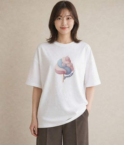 デザインTシャツ レディース キャンディ 食べ物 フード イラスト 可愛い 20代 カジュアルコーデ 白T YMAZO
