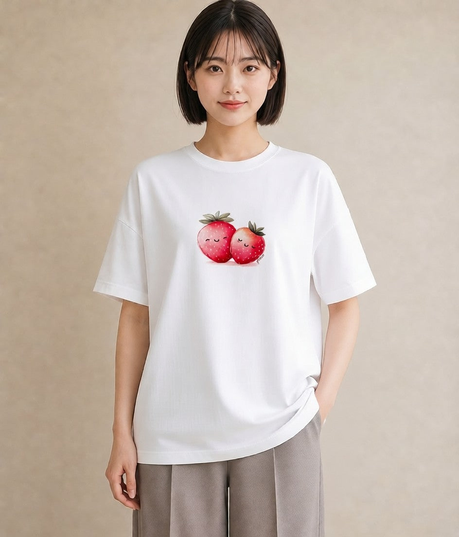 デザインTシャツ レディース ショートケーキ 食べ物 フード イラスト 抜け感 旅行用 海 白T YMAZO