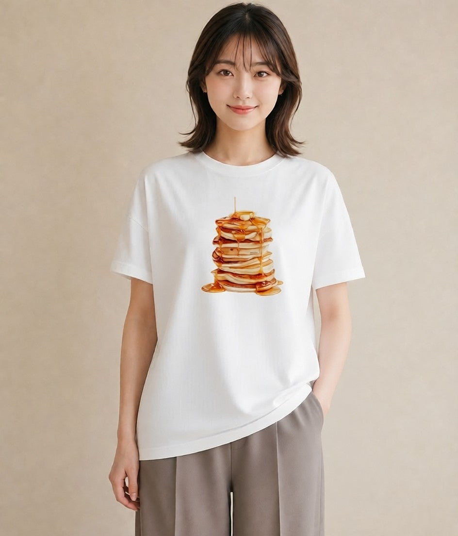 半袖Tシャツ レディース どら焼き 食べ物 フード イラスト 個性的 在宅 公園 白T YMAZO