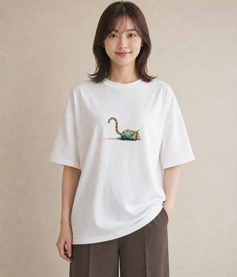 プリントTシャツ レディース メインクーン 猫 ねこ イラスト きれいめカジュアル 敬老の日 ホワイトデー 白T YMAZO