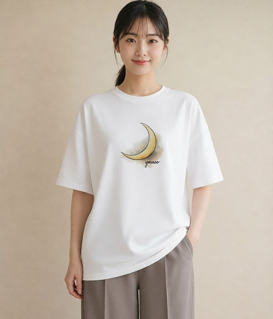 プリントTシャツ レディース 星空 宇宙 イラスト ボタニカル 春服 ミセス 白T YMAZO