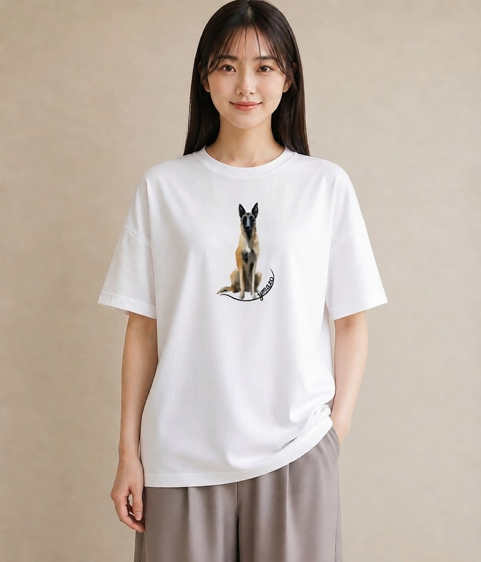 グラフィックTシャツ レディース ジャーマンシェパード 犬 いぬ イラスト ボタニカル 秋コーデ おしゃれギフト 白T YMAZO