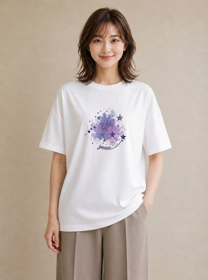 グラフィックTシャツ レディース 牡羊座 星空 宇宙 イラスト ポップ デート 帰省 白T YMAZO