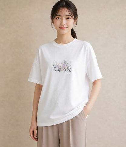 デザインTシャツ レディース 封蝋 手紙 アンティーク ナチュラル イラスト ミニマル 公園 ママ 白T YMAZO