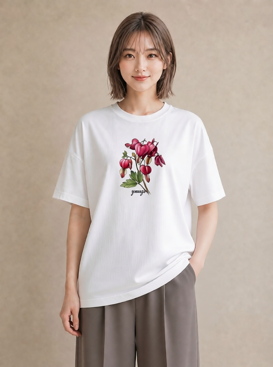 半袖Tシャツ レディース 彼岸花 花 花柄 イラスト 休日コーデ 女性向けギフト 散歩 白T YMAZO