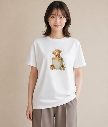 Tシャツ レディース トイプードル プードル 犬 いぬ イラスト 個性的 夏コーデ 通学 白T YMAZO