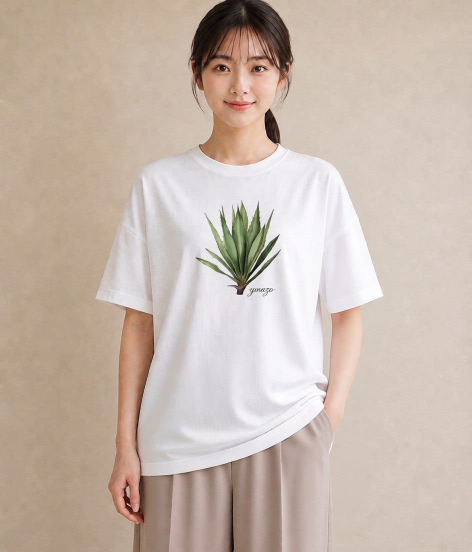 グラフィックTシャツ レディース 観葉植物 植物 ボタニカル イラスト 手描き風 誕生日プレゼント 綿100 白T YMAZO