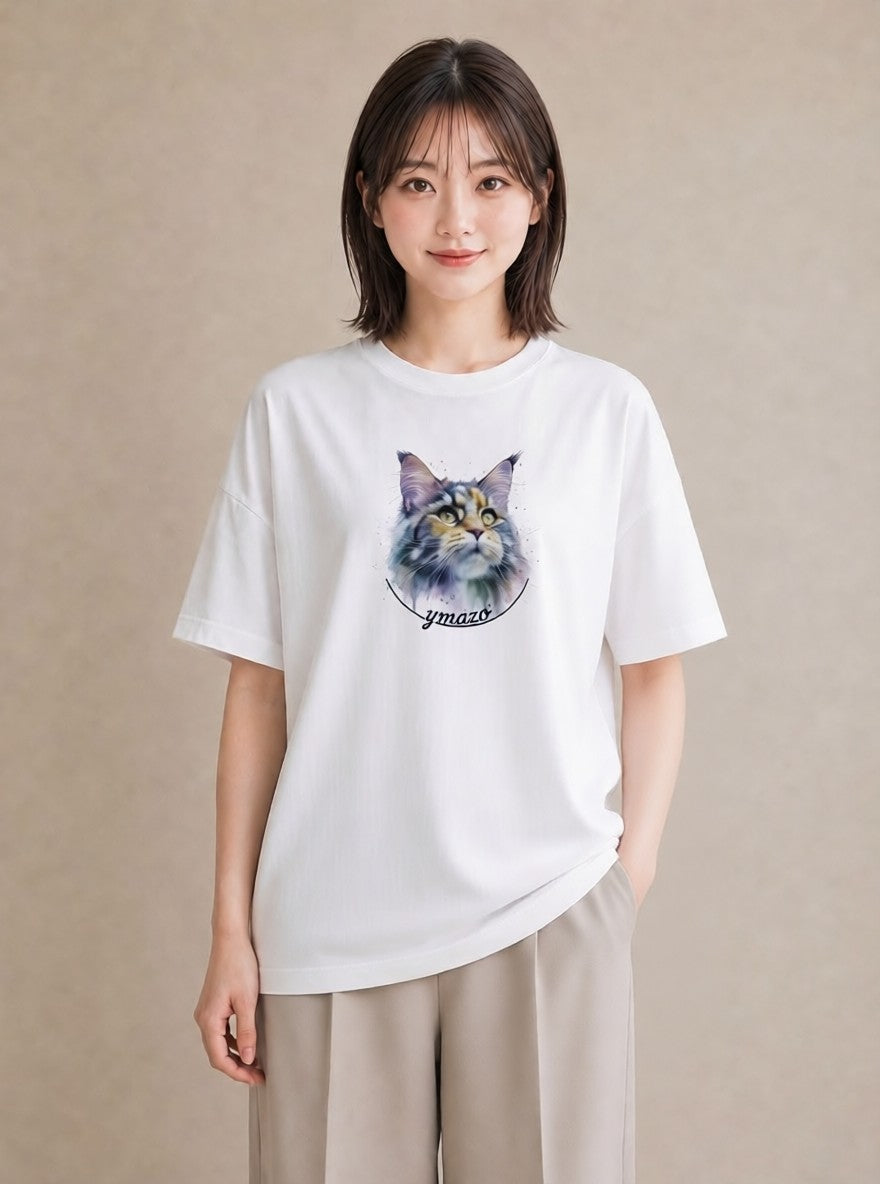 Tシャツ レディース ラグドール 猫 ねこ イラスト ミニマル 母娘コーデ 自分用 白T YMAZO
